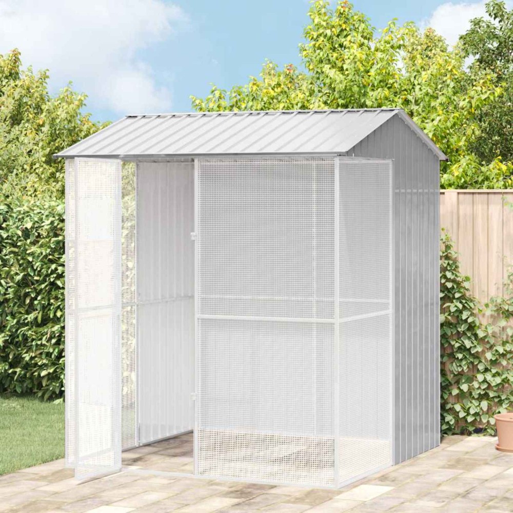 vidaXL Κλουβί Πουλιών Γκρι 215 x 210 x 247 εκ. Επικαλυμμένος Χάλυβας