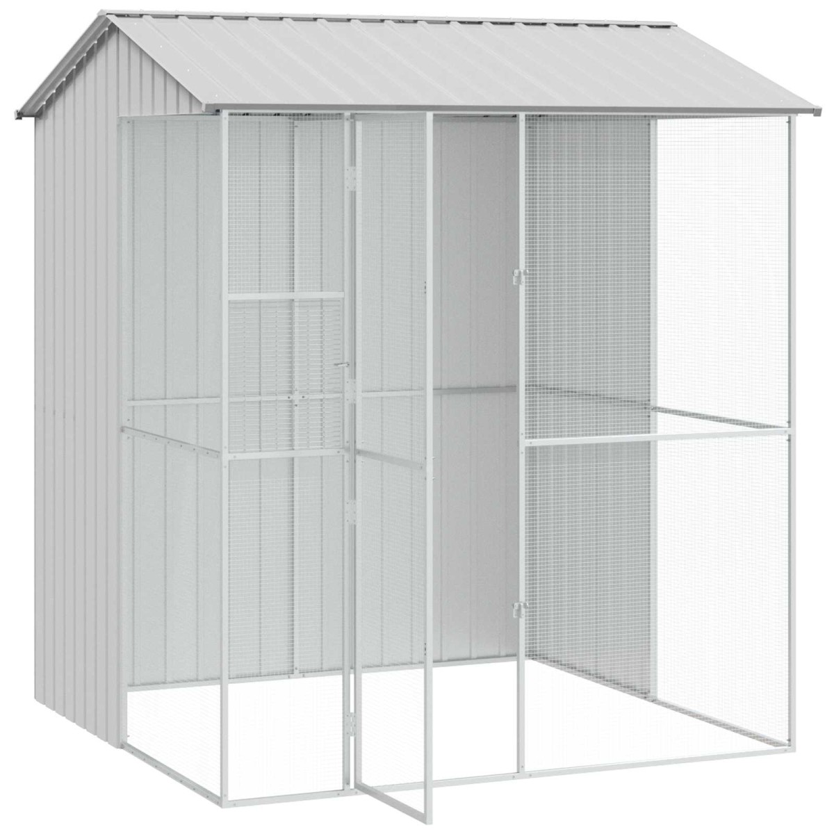 vidaXL Κλουβί Πουλιών Γκρι 215 x 210 x 247 εκ. Επικαλυμμένος Χάλυβας