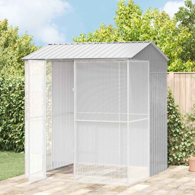 vidaXL Κλουβί Πουλιών Γκρι 215 x 210 x 247 εκ. Επικαλυμμένος Χάλυβας