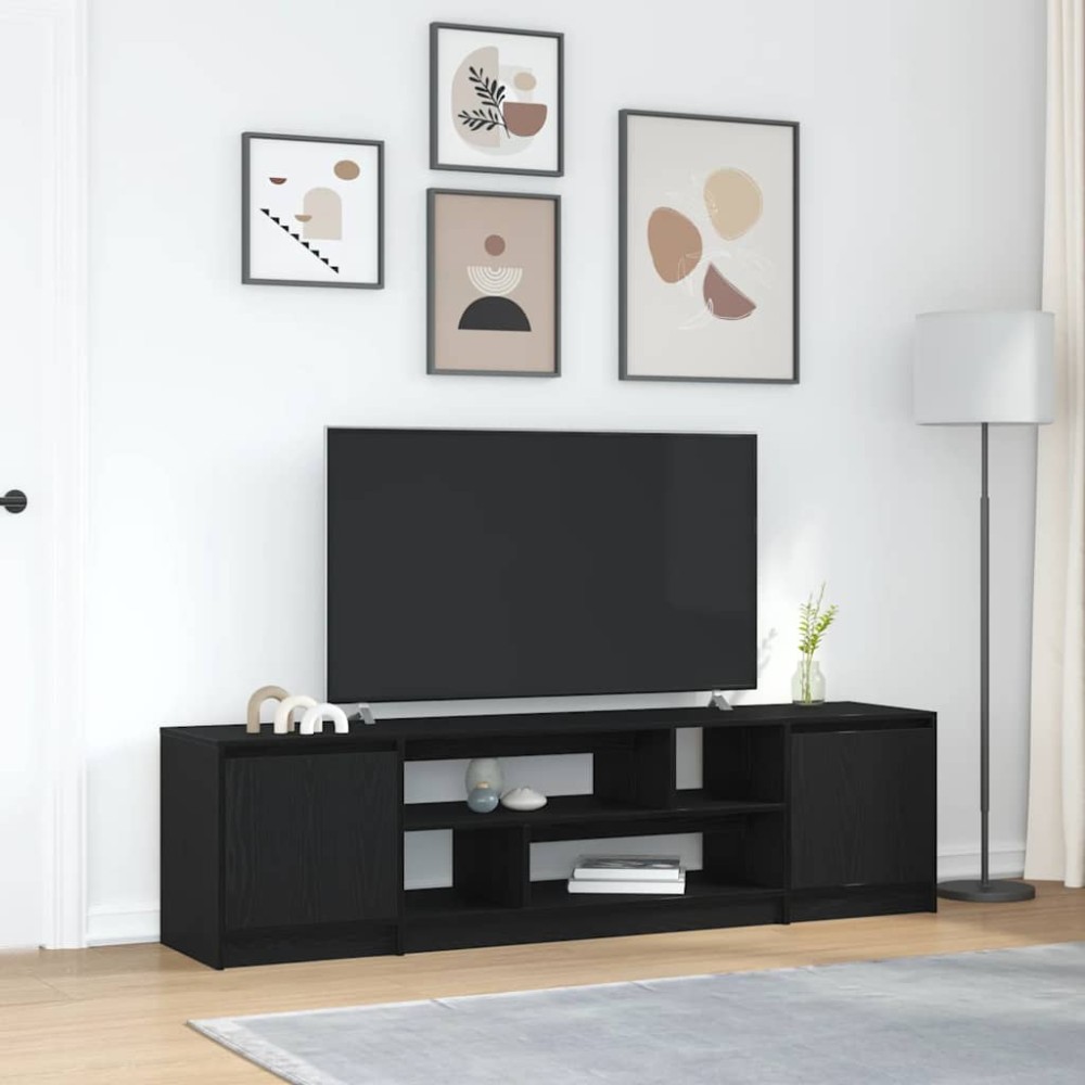 vidaXL Έπιπλο Τηλεόρασης Μαύρο Δρυς 188,5x41x50 εκ. Επεξεργασμένο Ξύλο