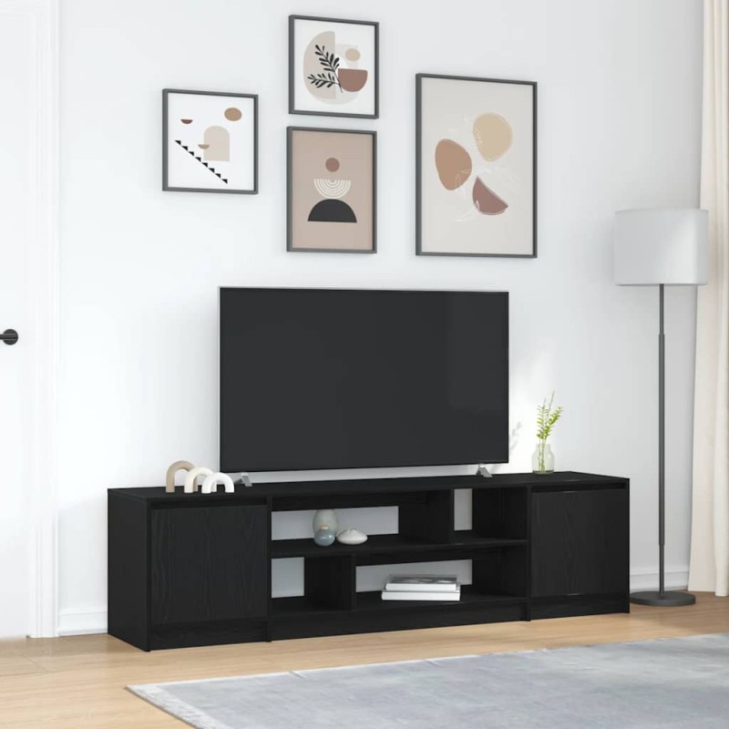 vidaXL Έπιπλο Τηλεόρασης Μαύρο Δρυς 188,5x41x50 εκ. Επεξεργασμένο Ξύλο