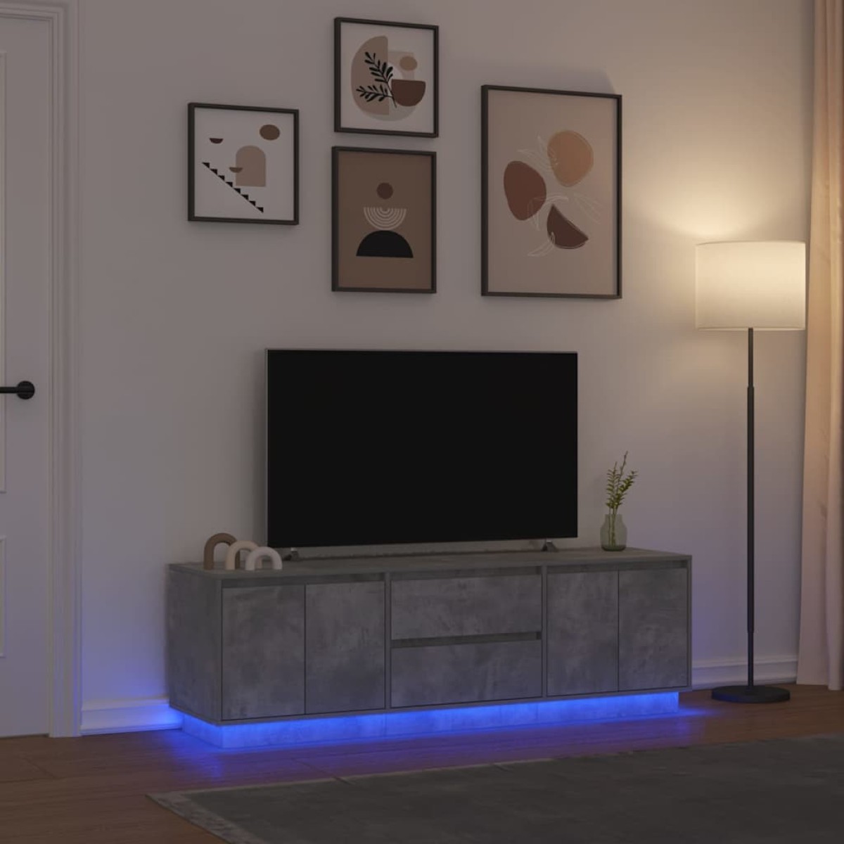 vidaXL Έπιπλο Τηλεόρασης με LED Γκρι Σκυροδέματος 160,5x41x50 εκ.