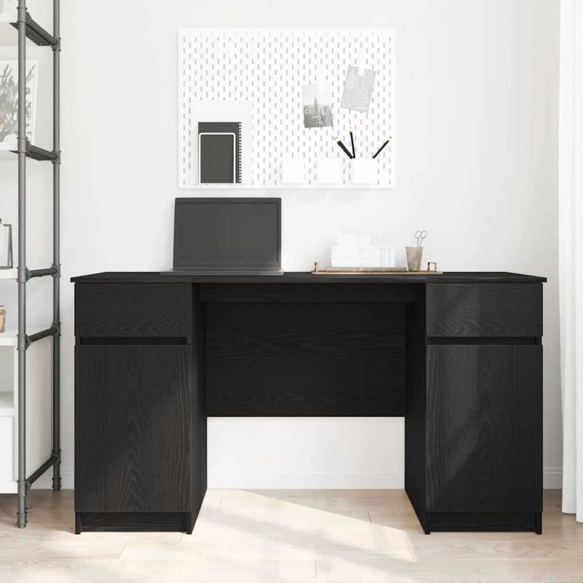 vidaXL Γραφείο Μαύρη δρυς Επεξεργασμένο ξύλο 140 x 49 x 76 εκ.