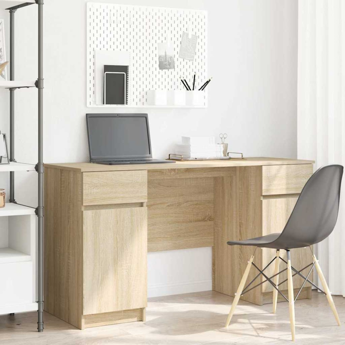 vidaXL Γραφείο Sonoma Δρυς Επεξεργασμένο ξύλο 140 x 49 x 76 εκ.