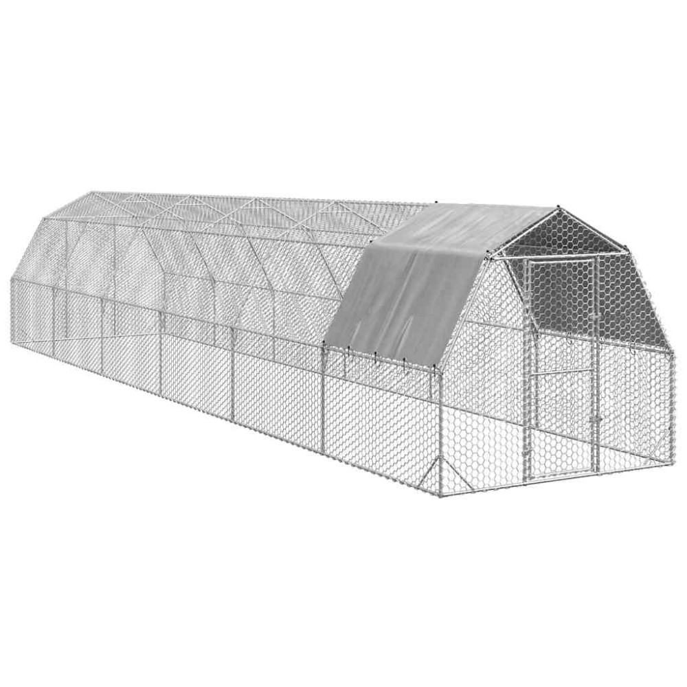 vidaXL Τρέξιμο για κοτόπουλα με οροφή 2,5x12x2,25 μ. από Γαλβ. Χάλυβα