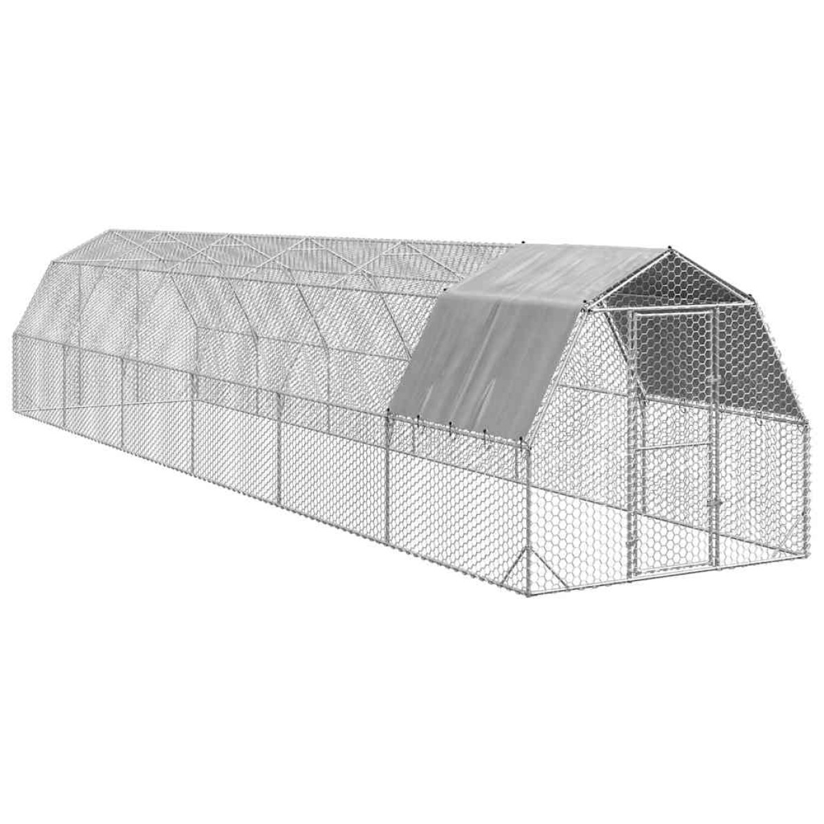 vidaXL Τρέξιμο για κοτόπουλα με οροφή 2,5x12x2,25 μ. από Γαλβ. Χάλυβα