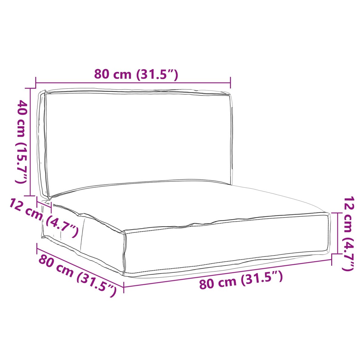 vidaXL Σετ Μαξιλαριών Πάγου Ύφασμα Όξφορντ Taupe 80 x 80 x 52 εκ.