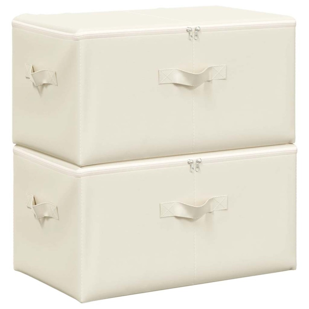 vidaXL Κουτιά Αποθήκευσης 2 τεμ. Κρεμ 43 x 34 x 23 εκ. Υφασμάτινα