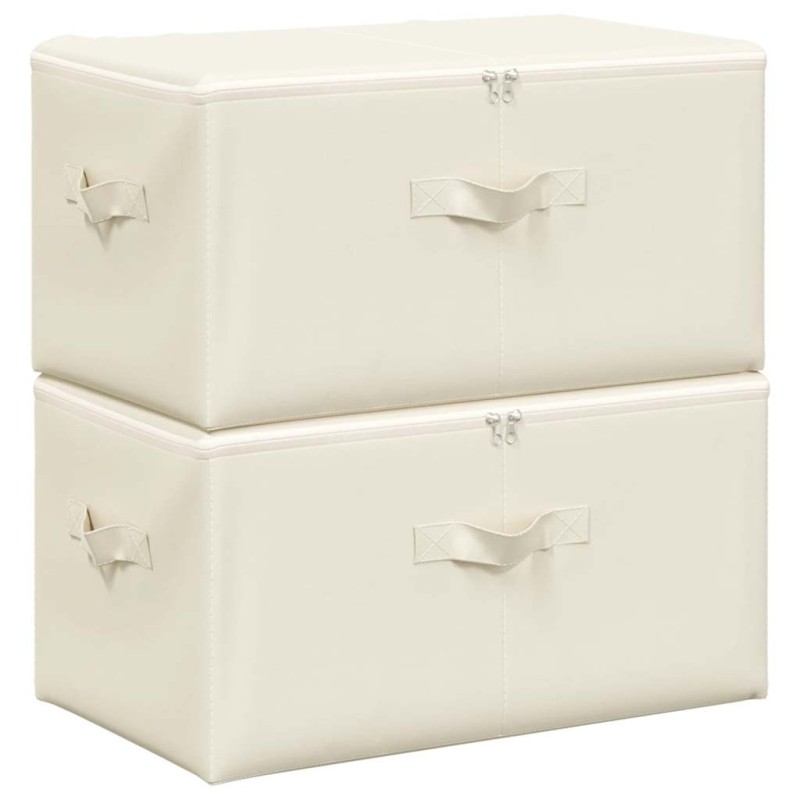 vidaXL Κουτιά Αποθήκευσης 2 τεμ. Κρεμ 43 x 34 x 23 εκ. Υφασμάτινα