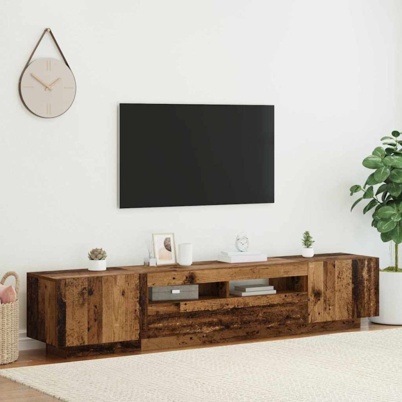 vidaXL Έπιπλο Τηλεόρασης LED Όψη Παλαιού Ξύλου 200x35x40 εκ.Επεξ. Ξύλο