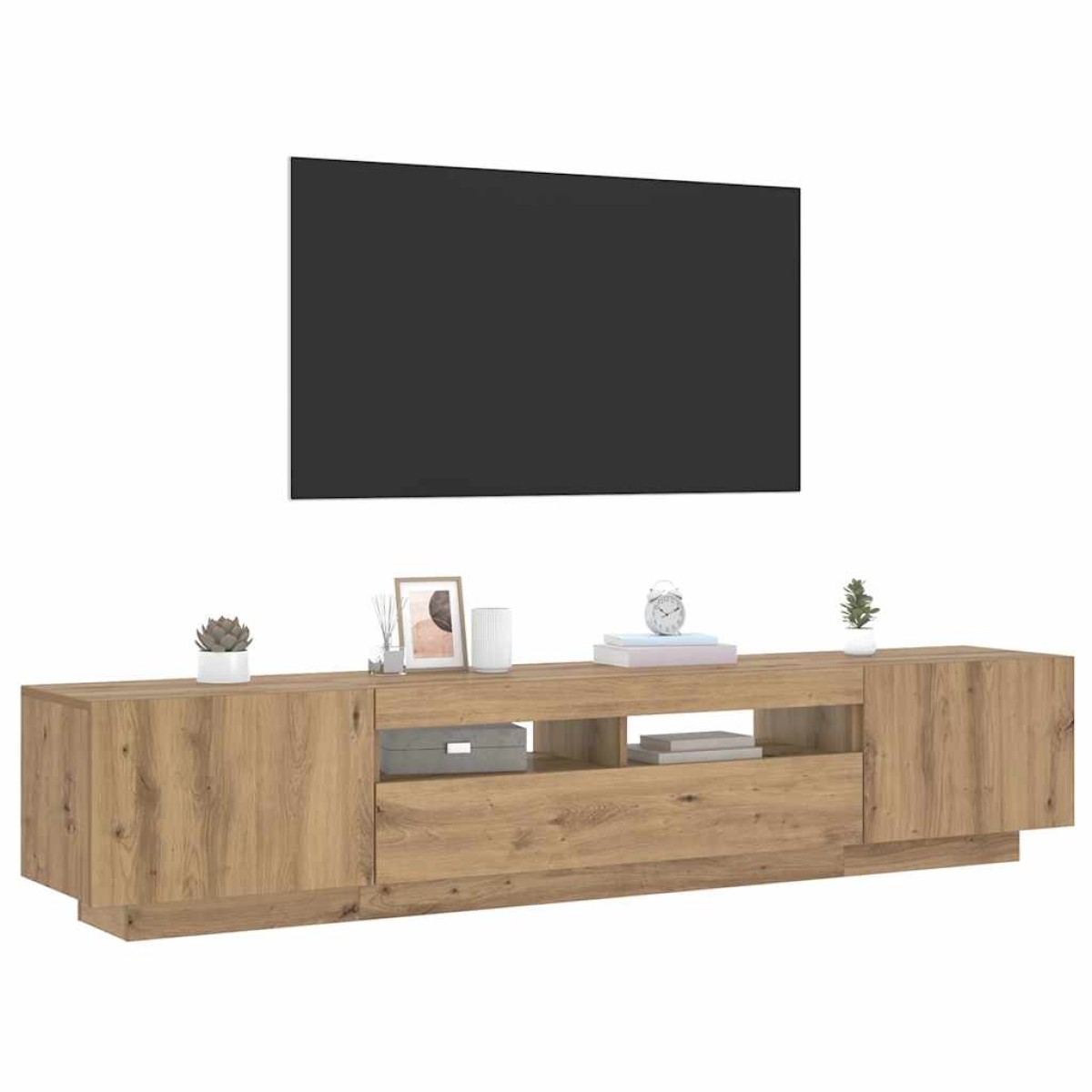 vidaXL Έπιπλο Τηλεόρασης με LED Αρτισιανή Δρυς 200x35x40 εκ Επεξ.Ξύλο
