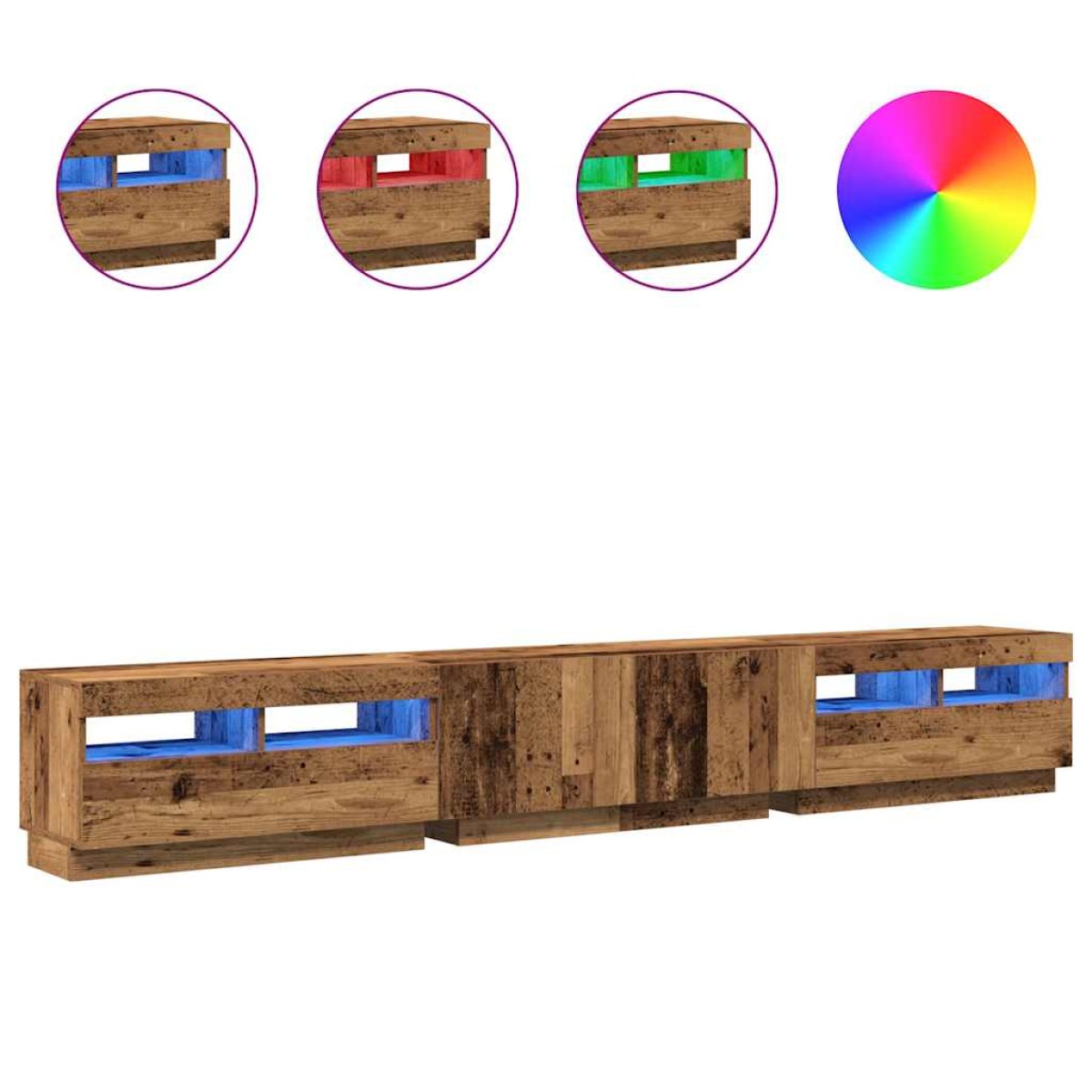 vidaXL Έπιπλο Τηλεόρασης LED Όψη Παλαιού Ξύλου 260x35x40 εκ.Επεξ. Ξύλο