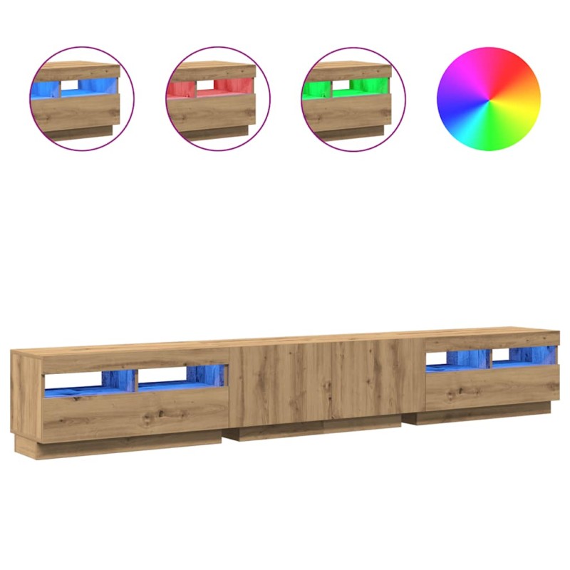 vidaXL Έπιπλο Τηλεόρασης με LED Αρτισιανή Δρυς 260x35x40 εκ Επεξ.Ξύλο