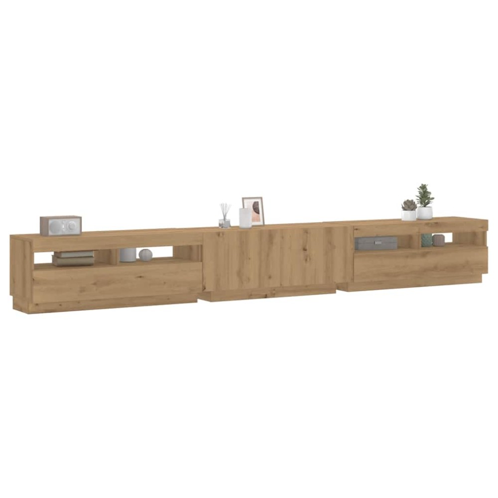 vidaXL Έπιπλο Τηλεόρασης με LED Αρτισιανή Δρυς 300x35x40 εκ Επεξ.Ξύλο