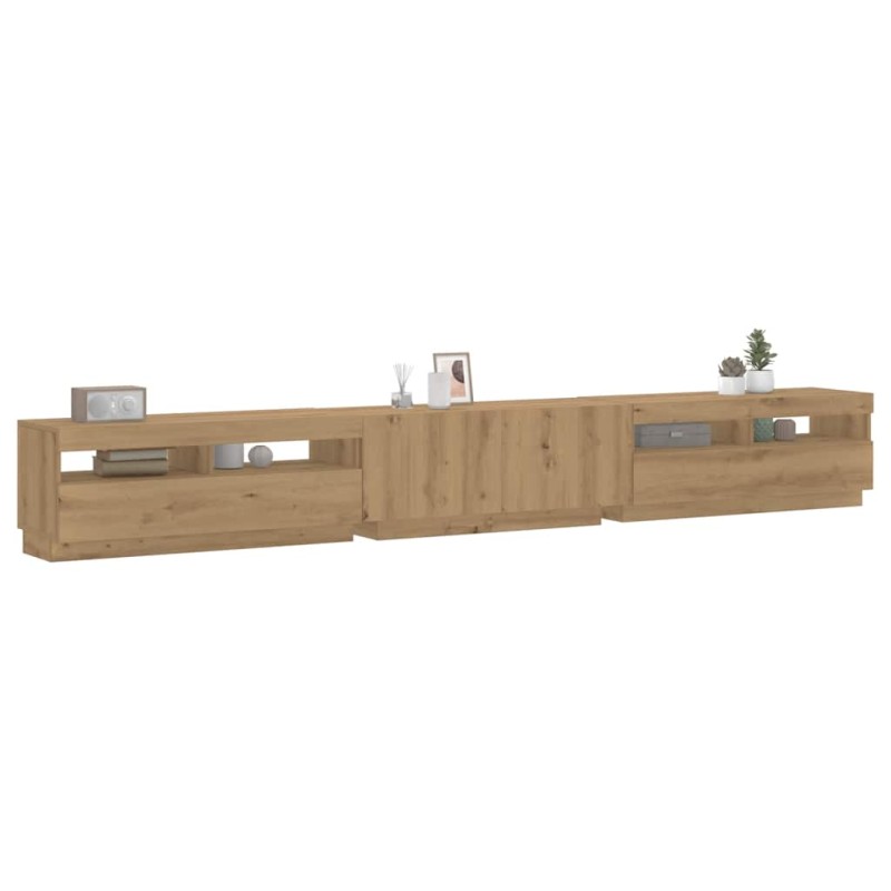 vidaXL Έπιπλο Τηλεόρασης με LED Αρτισιανή Δρυς 300x35x40 εκ Επεξ.Ξύλο