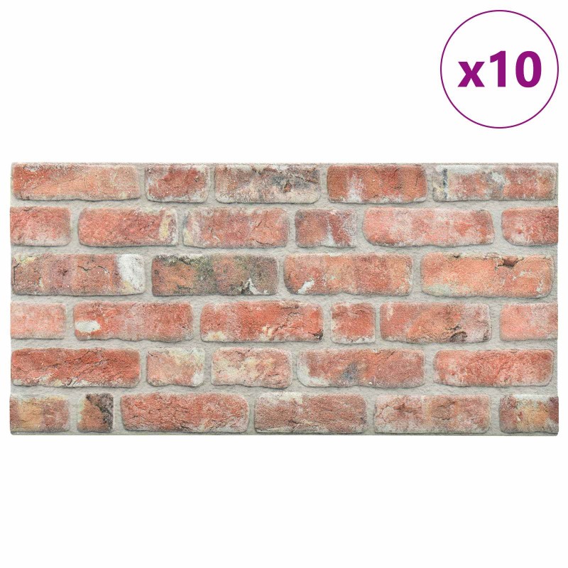 vidaXL Πάνελ τοίχου 10 τμχ. 100 x 50 cm Κόκκινο Αφρός EPS