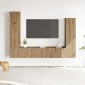 vidaXL Σετ ντουλαπιών τηλεόρασης 4 τεμαχίων Επιτοίχιο Τεχνικής Δρυς