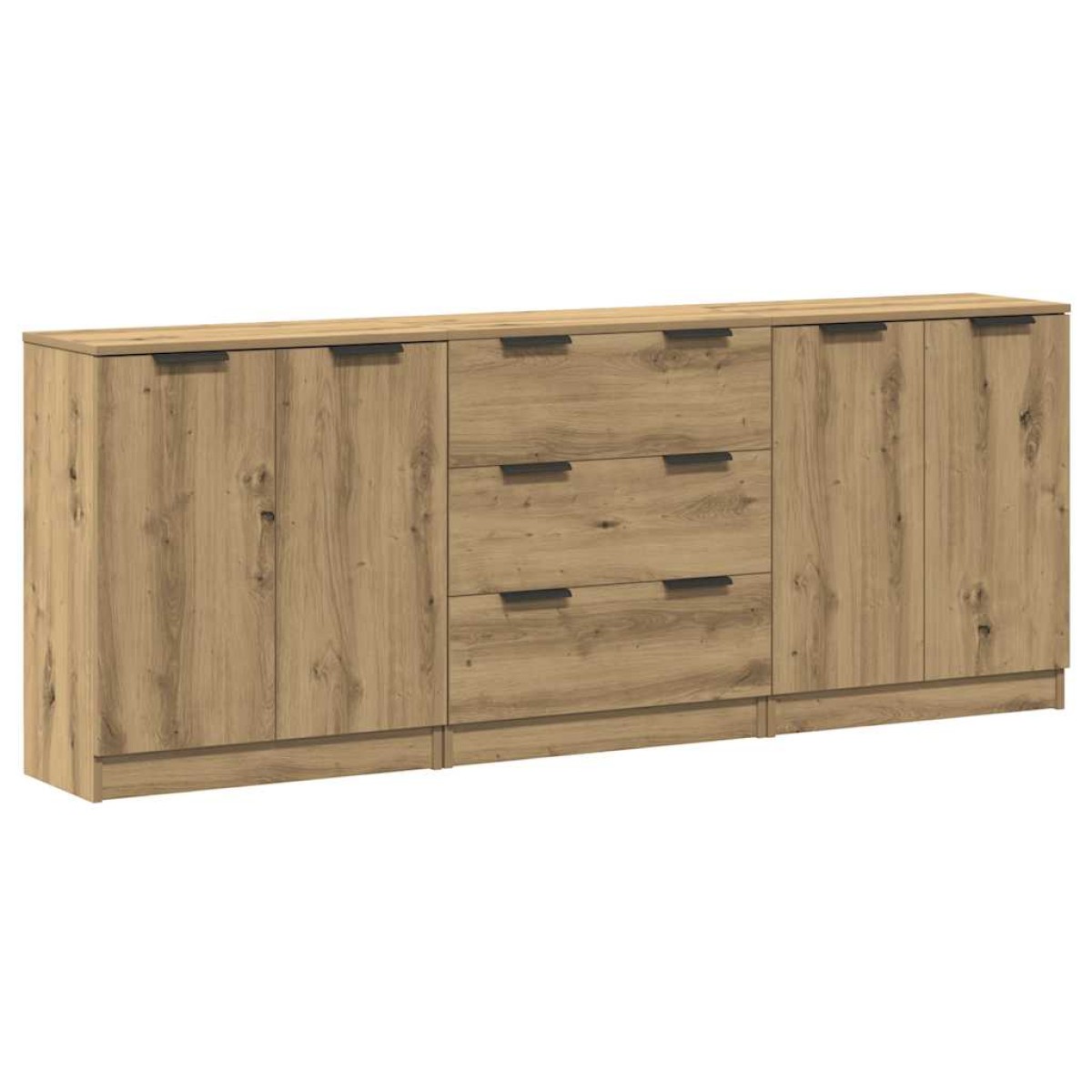 vidaXL Μπουφές 3 τμχ Δρυς τεχνίτης 60x30x70 cm Επεξεργασμένο ξύλο