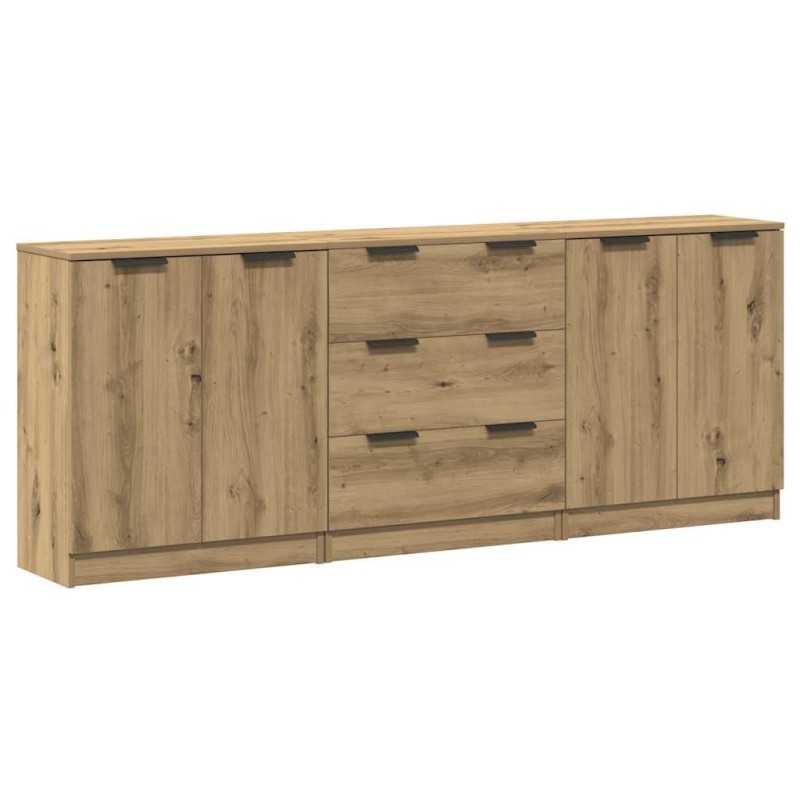 vidaXL Μπουφές 3 τμχ Δρυς τεχνίτης 60x30x70 cm Επεξεργασμένο ξύλο