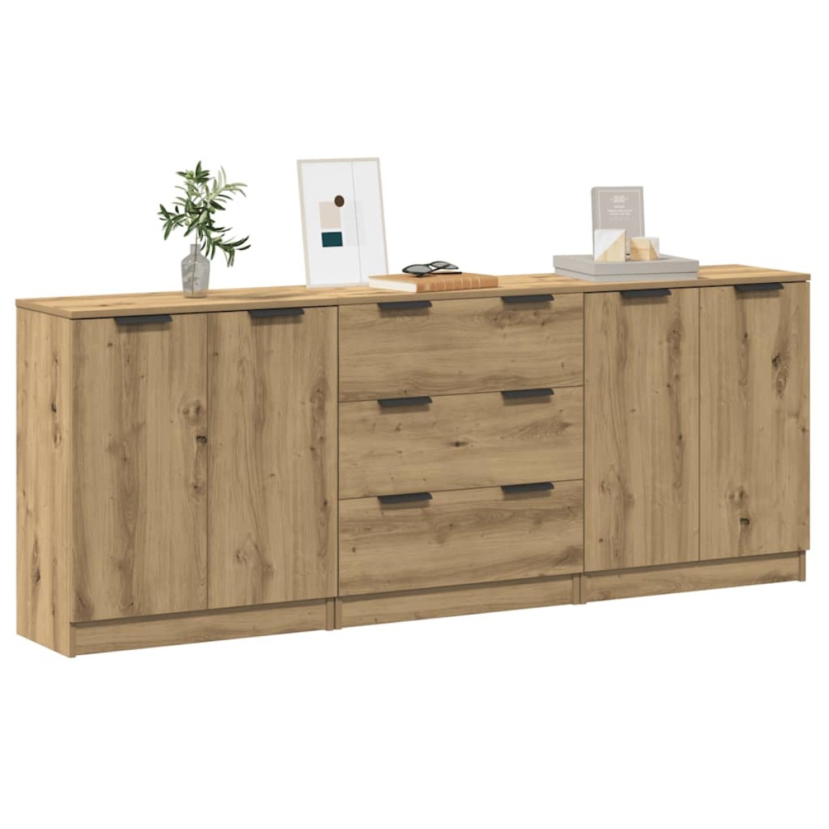 vidaXL Μπουφές 3 τμχ Δρυς τεχνίτης 60x30x70 cm Επεξεργασμένο ξύλο