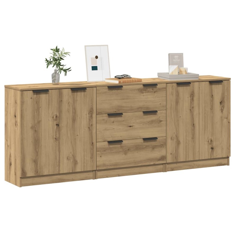 vidaXL Μπουφές 3 τμχ Δρυς τεχνίτης 60x30x70 cm Επεξεργασμένο ξύλο
