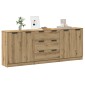 vidaXL Μπουφές 3 τμχ Δρυς τεχνίτης 60x30x70 cm Επεξεργασμένο ξύλο
