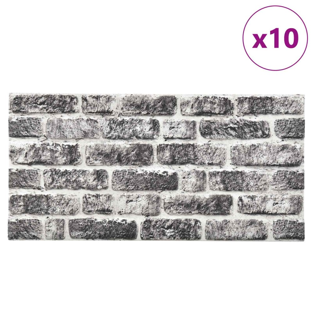 vidaXL Πάνελ τοίχου 10 τμχ. 100 x 50 cm Σκούρο Γκρι και Λευκό