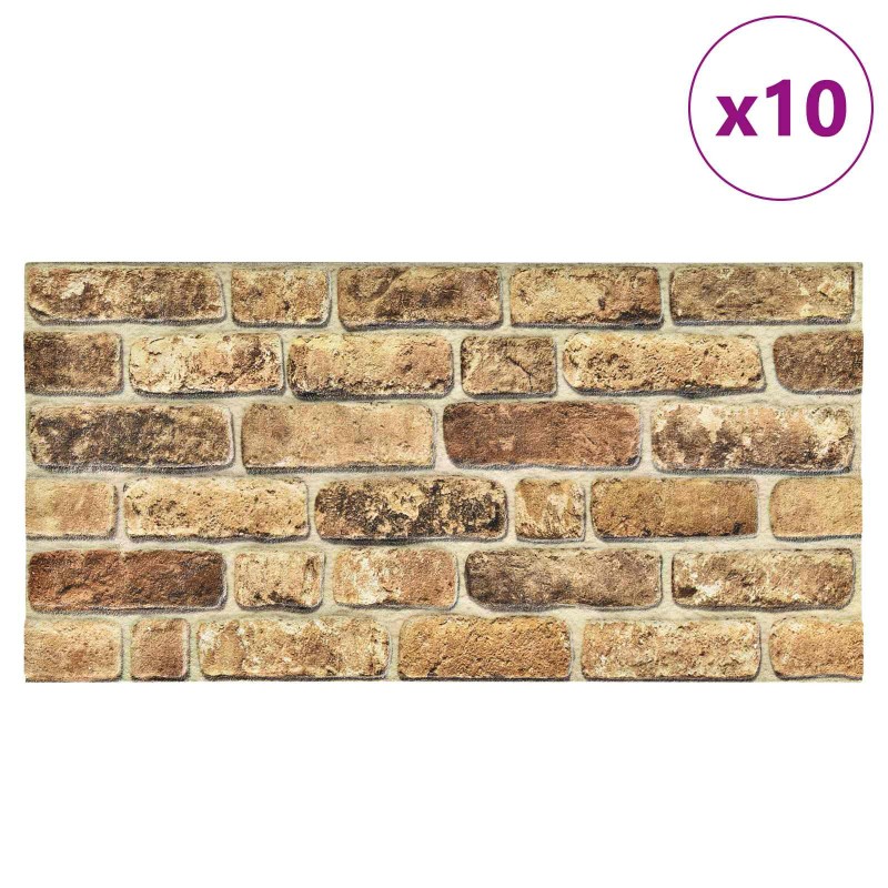 vidaXL Πάνελ τοίχου 10 τμχ. 100 x 50 cm Σκούρος Άμμος Αφρός EPS