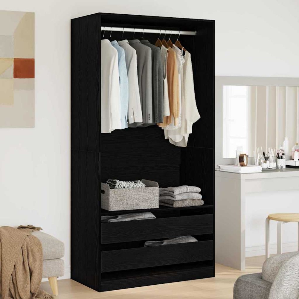 vidaXL Ντουλάπι Μαύρη Οξυά 100 x 50 x 200 cm Επεξεργασμένο Ξύλο
