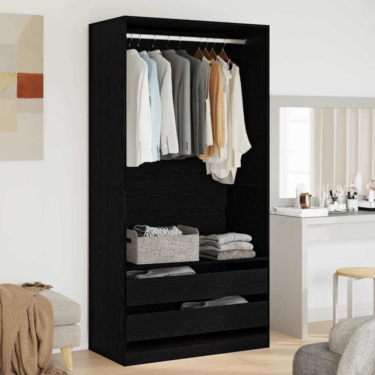 vidaXL Ντουλάπι Μαύρη Οξυά 100 x 50 x 200 cm Επεξεργασμένο Ξύλο