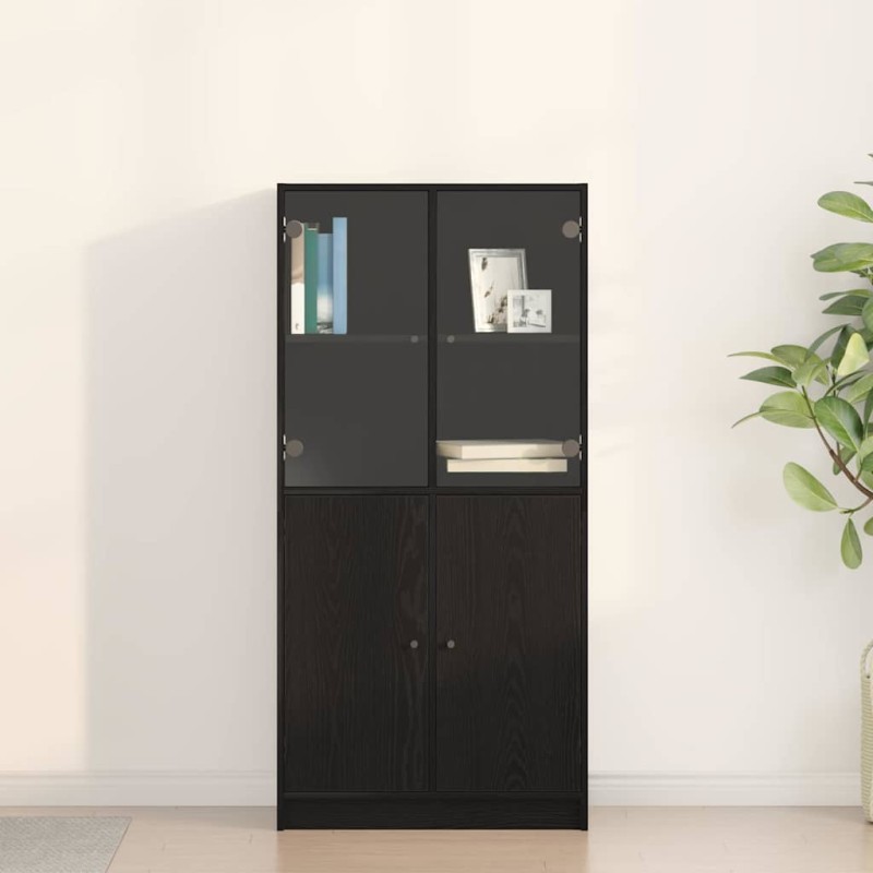 vidaXL Highboard Μαύρη Οξυά 68 x 37 x142 εκ.