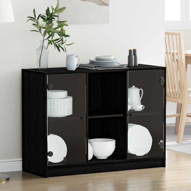 vidaXL Πλαϊνό γραφείο Μαύρη Οξυά 100 x 37 x 75.5 εκ