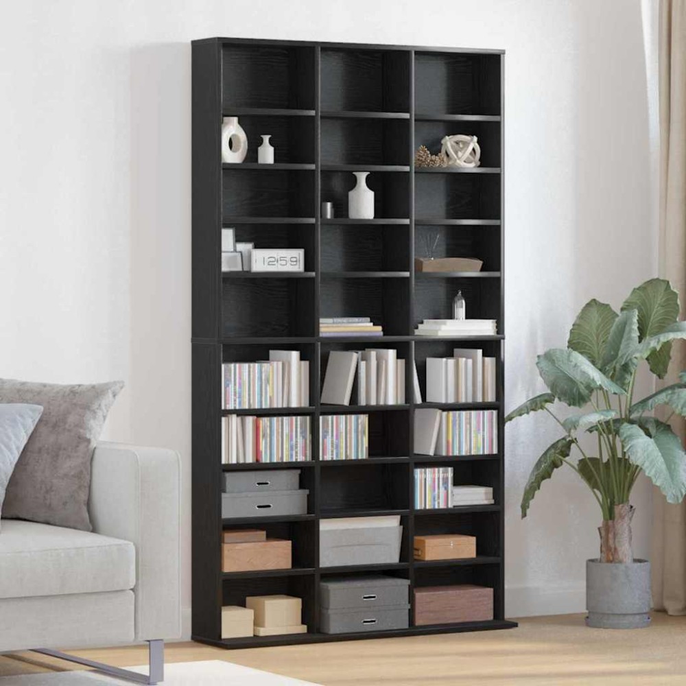 vidaXL Ντουλάπα CD Μαύρη Οξυά 101 x 23 x 177,5 εκ Επεξεργασμένο Ξύλο