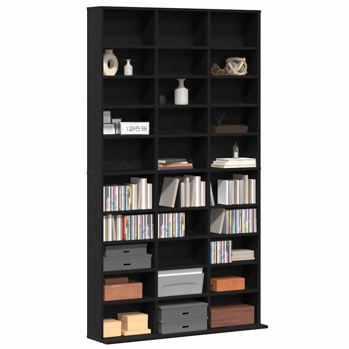 vidaXL Ντουλάπα CD Μαύρη Οξυά 101 x 23 x 177,5 εκ Επεξεργασμένο Ξύλο