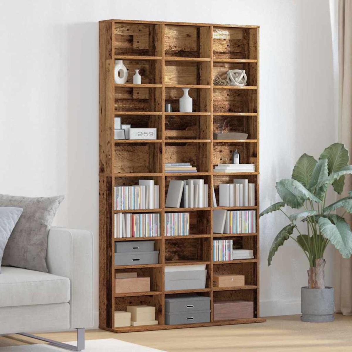 vidaXL Ντουλάπα CD Παλαιό ξύλο 101 x 23 x 177,5 εκ Επεξεργασμένο Ξύλο