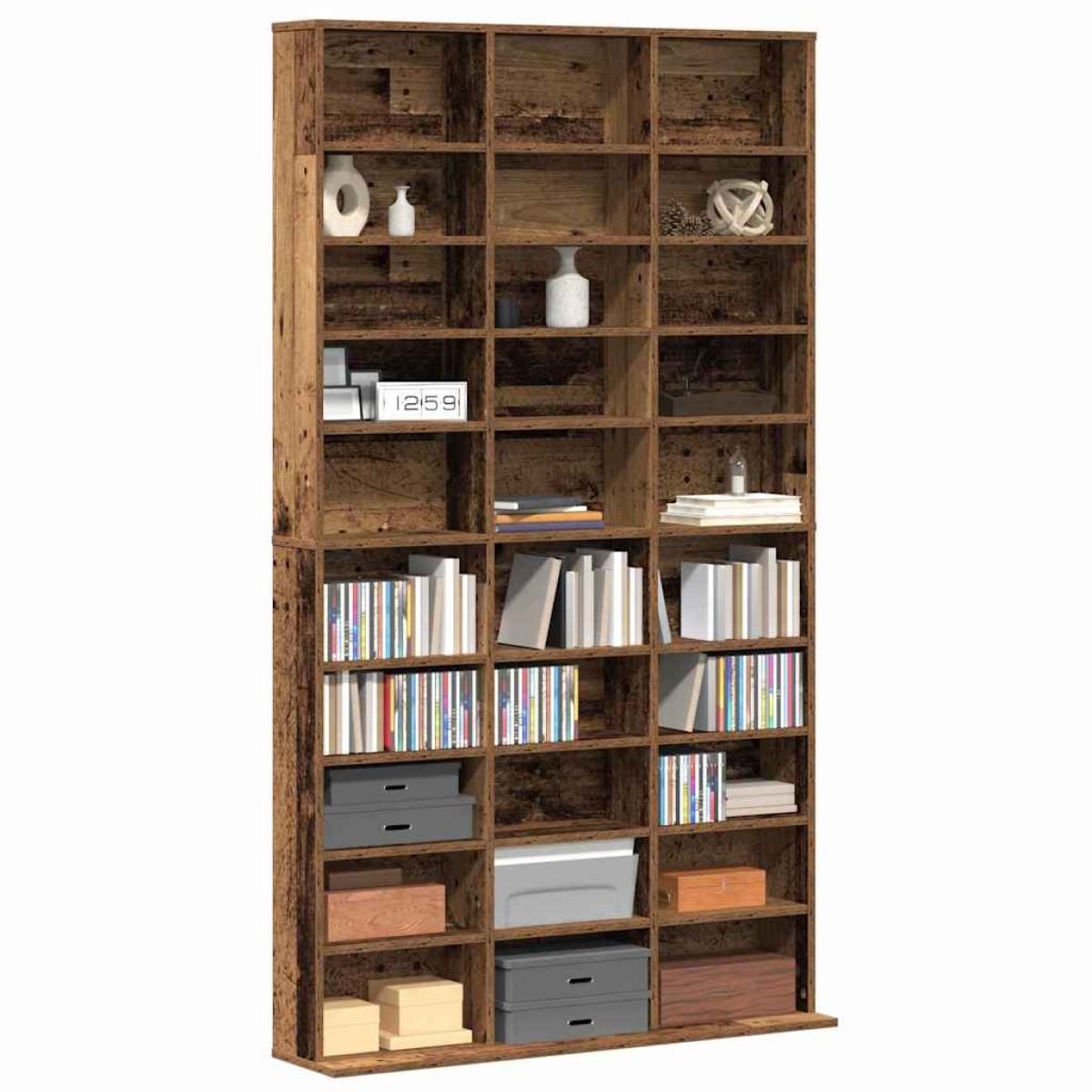 vidaXL Ντουλάπα CD Παλαιό ξύλο 101 x 23 x 177,5 εκ Επεξεργασμένο Ξύλο