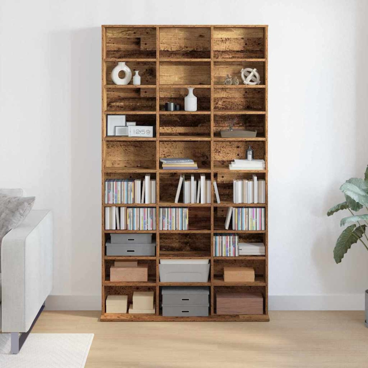 vidaXL Ντουλάπα CD Παλαιό ξύλο 101 x 23 x 177,5 εκ Επεξεργασμένο Ξύλο