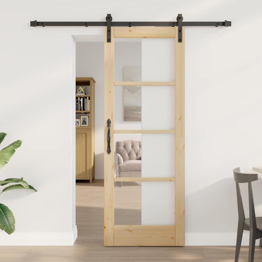 vidaXL Συρόμενη Πόρτα ORKDAL Φυσικό και Μαύρο 73,5 x 198,5 εκ.