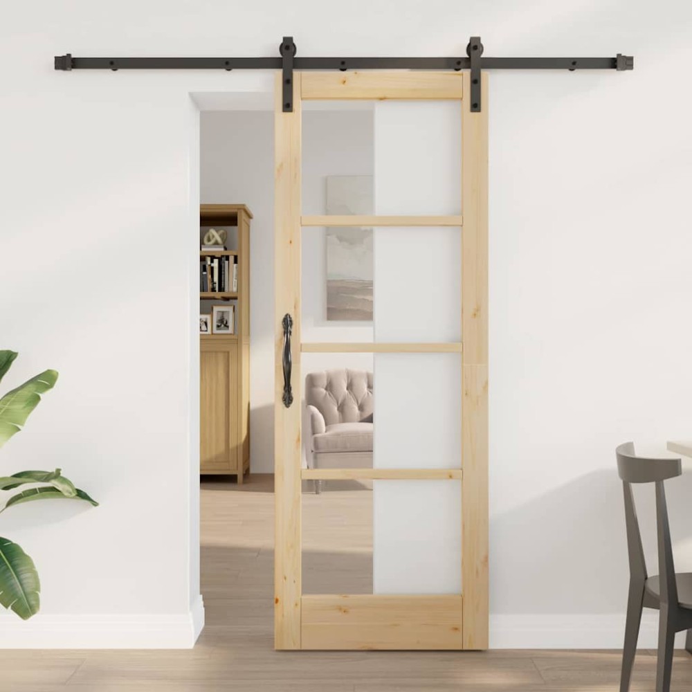 vidaXL Συρόμενη Πόρτα ORKDAL Φυσικό και Μαύρο 73,5 x 198,5 εκ.