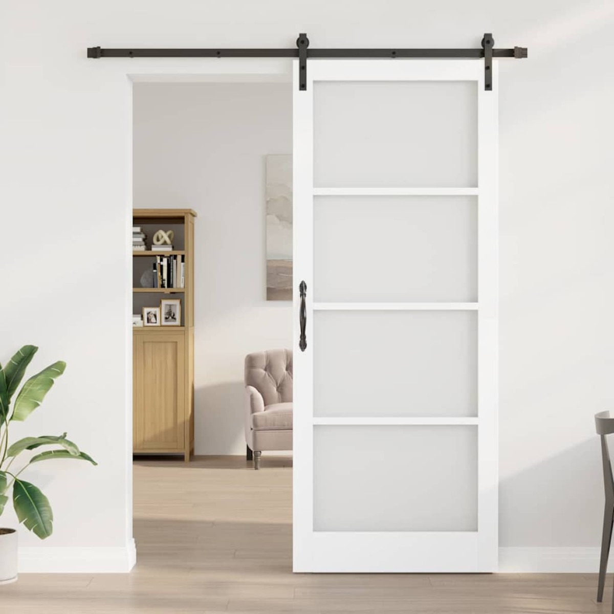 vidaXL Συρόμενη Πόρτα ORKDAL Λευκό και Μαύρο 93 x 232 εκ.
