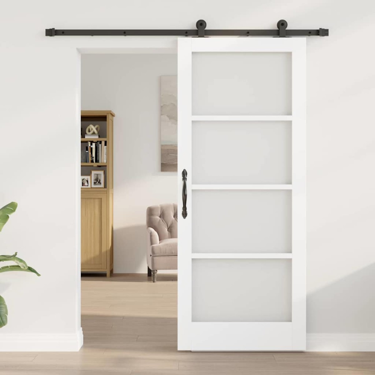 vidaXL Συρόμενη Πόρτα ORKDAL Λευκό και Μαύρο 83 x 202 εκ.