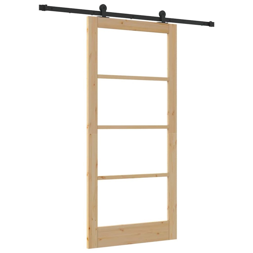 vidaXL Συρόμενη Πόρτα ORKDAL Φυσικό και Μαύρο 93 x 202 cm