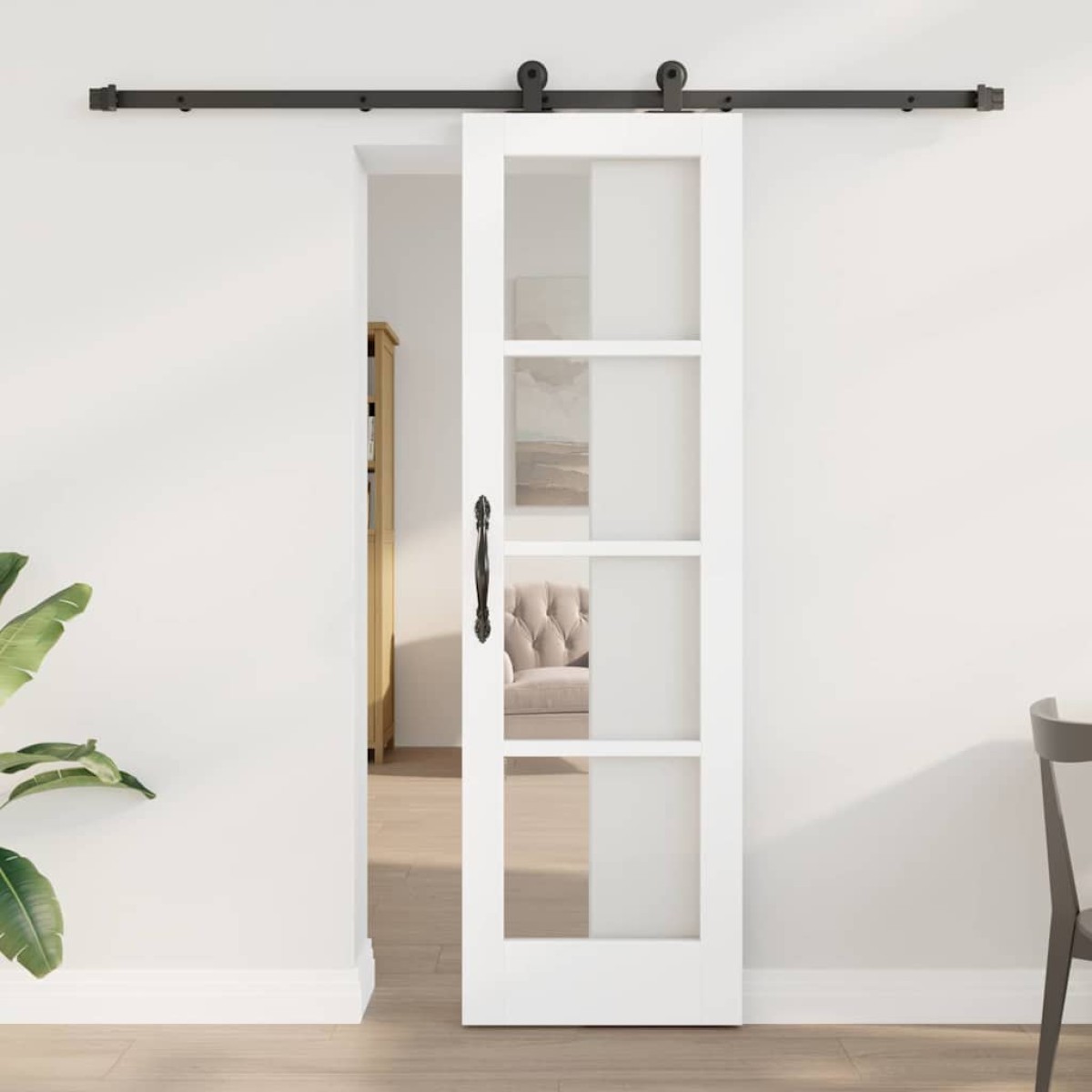 vidaXL Συρόμενη Πόρτα ORKDAL Λευκό και Μαύρο 61 x 198,5 εκ.