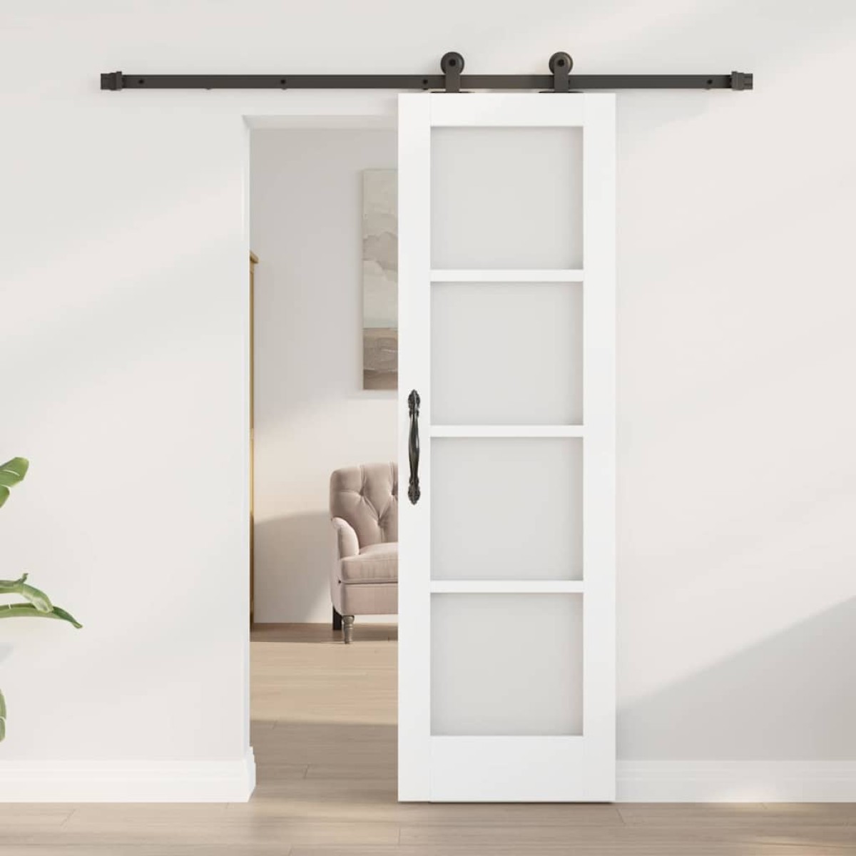 vidaXL Συρόμενη Πόρτα ORKDAL Λευκό και Μαύρο 61 x 198,5 εκ.