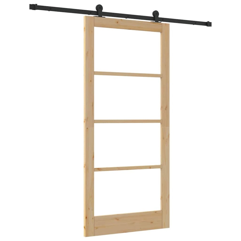 vidaXL Συρόμενη Πόρτα ORKDAL Φυσικό και Μαύρο 93 x 202 cm