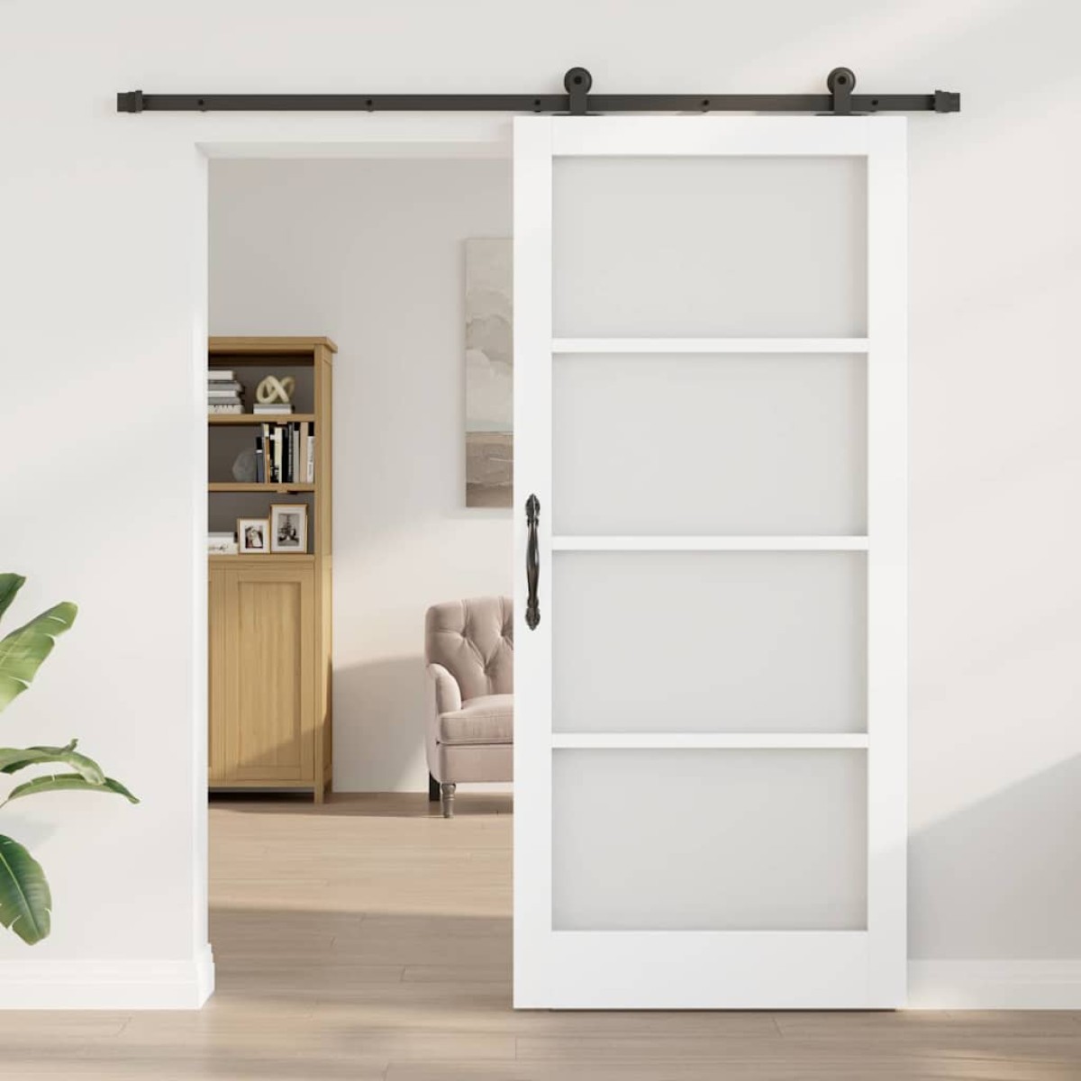 vidaXL Συρόμενη Πόρτα ORKDAL Λευκό και Μαύρο 93 x 211 εκ.