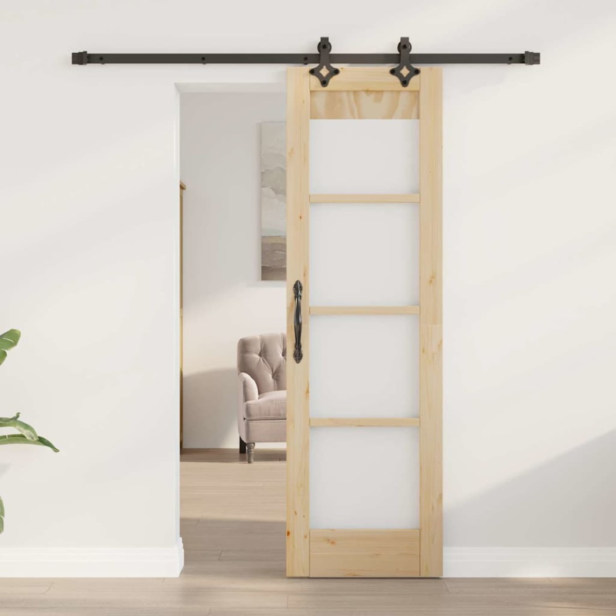 vidaXL Συρόμενη Πόρτα ORKDAL Φυσικό και Μαύρο 61 x 198,5 εκ.