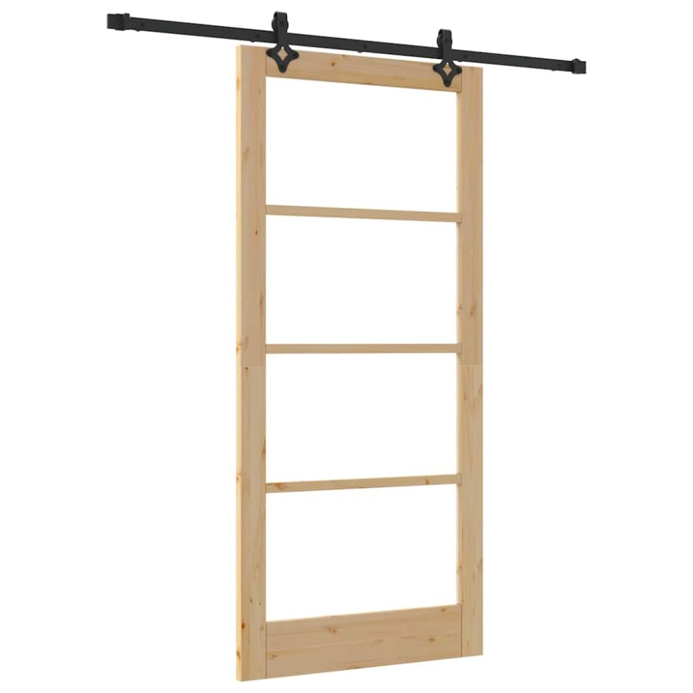 vidaXL Συρόμενη Πόρτα ORKDAL Φυσικό και Μαύρο 93 x 202 cm