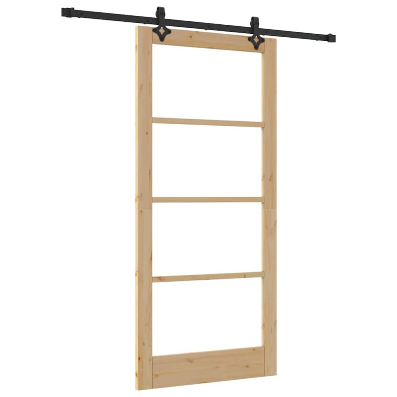 vidaXL Συρόμενη Πόρτα ORKDAL Φυσικό και Μαύρο 93 x 202 cm