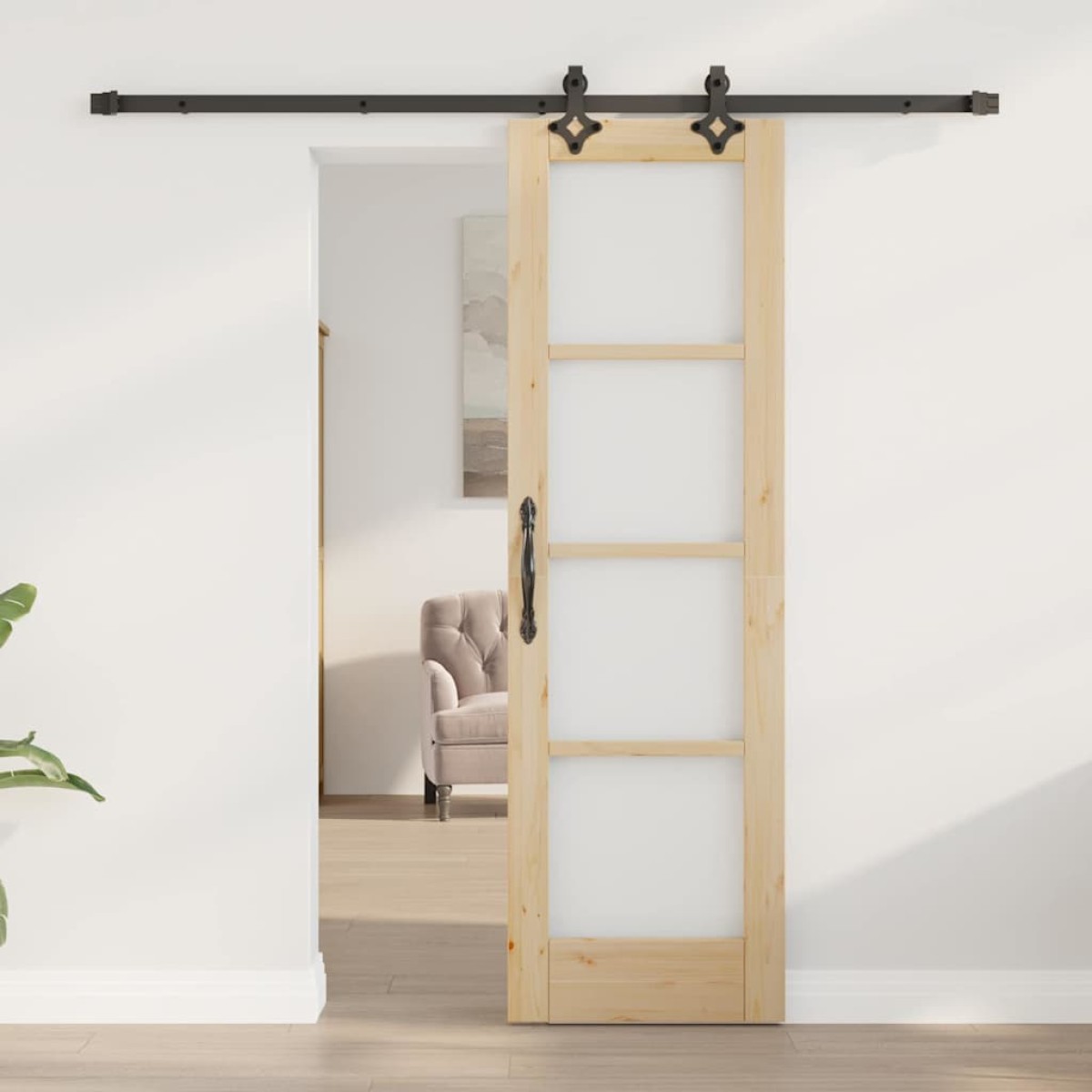 vidaXL Συρόμενη Πόρτα ORKDAL Φυσικό και Μαύρο 61 x 198,5 εκ.